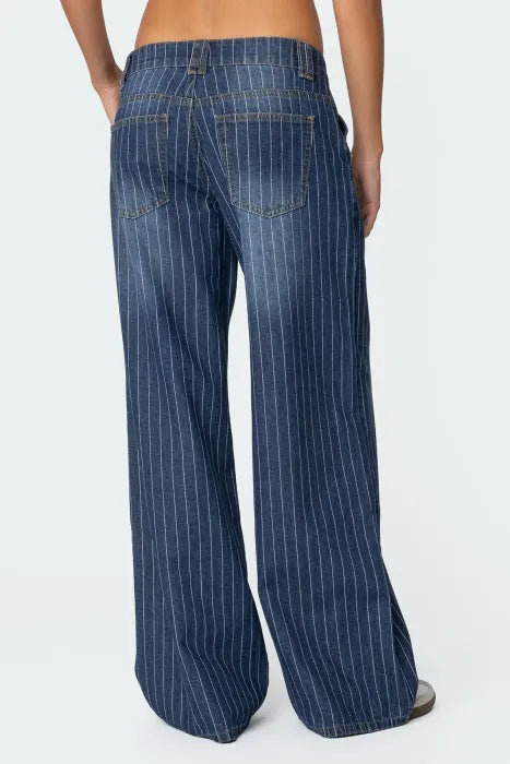 Rosalie Striped Low Rise Jeans