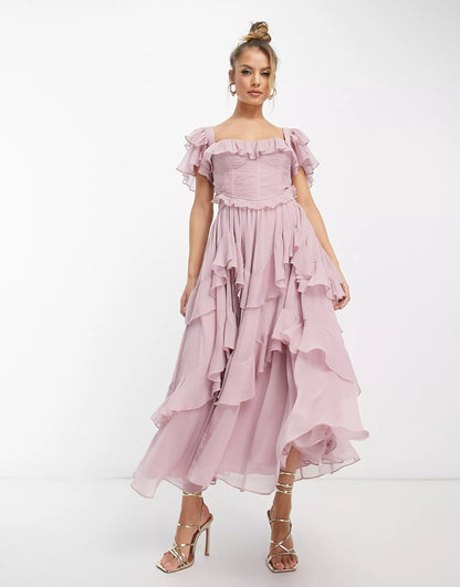 Freyna Ruffle Midi Dress