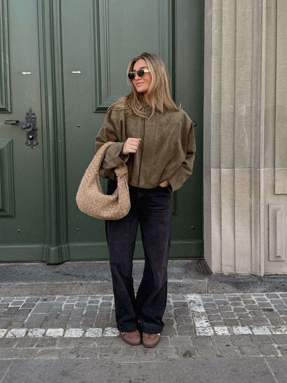 Lara Suede Bomber Jacket