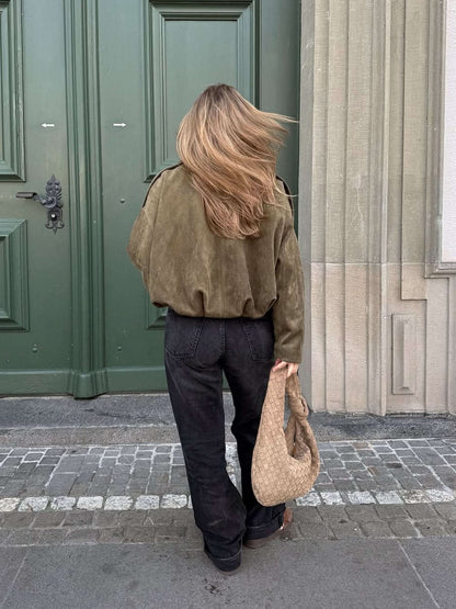 Lara Suede Bomber Jacket