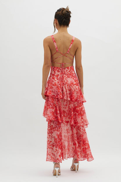 Veda Ruffle Midi Dress