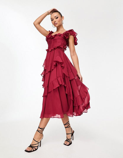 Freyna Ruffle Midi Dress