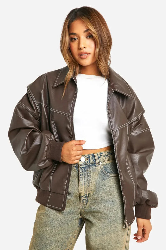 Savannah Brown Leather Jacket