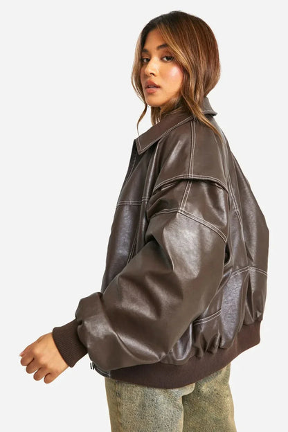 Savannah Brown Leather Jacket