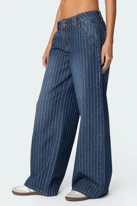 Rosalie Striped Low Rise Jeans